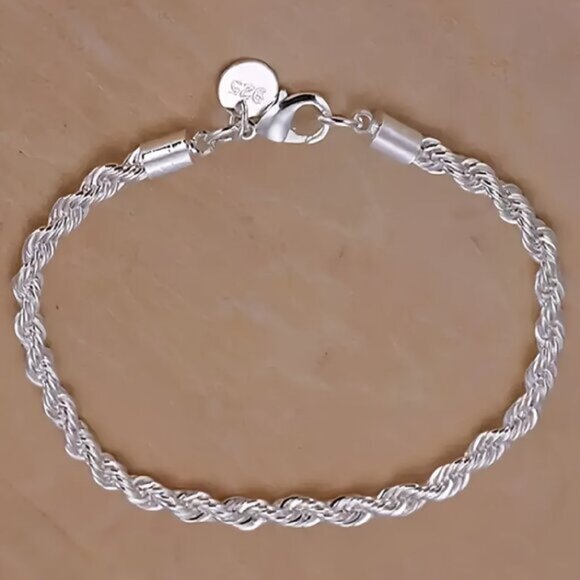 Chic 925 Sterling Silver Twisted Rope Bracelet - Picture 3 of 6